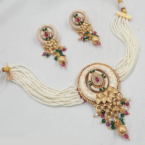 Padmawati Bangles Copper Gold Pearl Choker Necklace Set