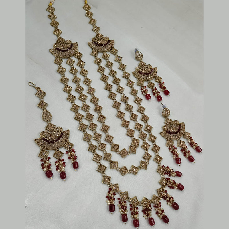 Padmawati Bangles Gold Plated Crystal Stone Long Necklace Set