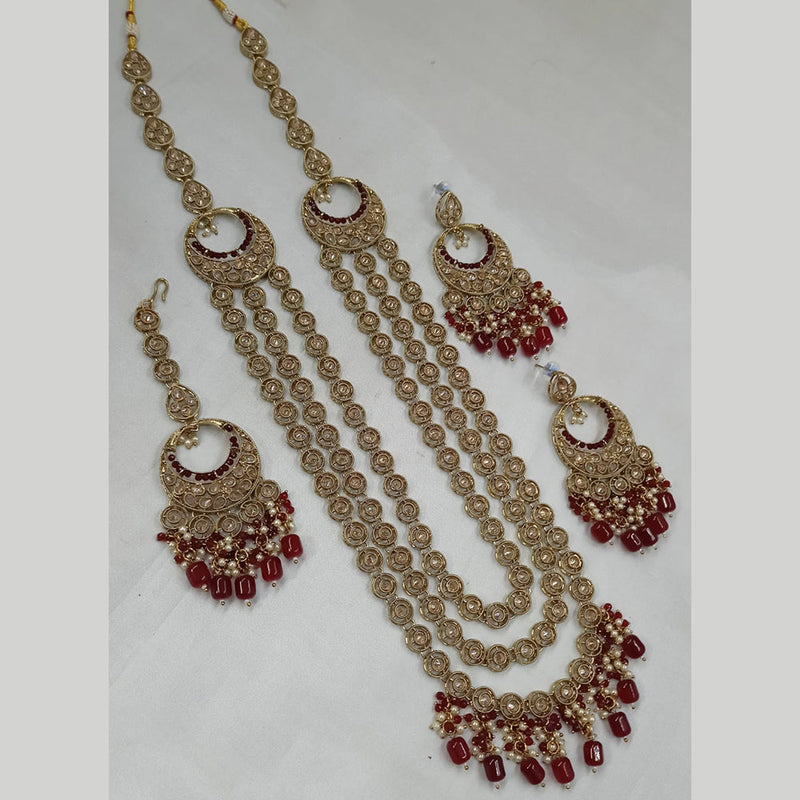 Padmawati Bangles Gold Plated Crystal Stone Long Necklace Set