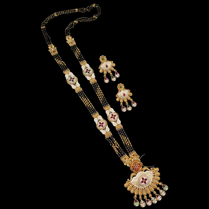 Padmawati Bangles Gold Plated Pota Stone And Black Beads Mangalsutra