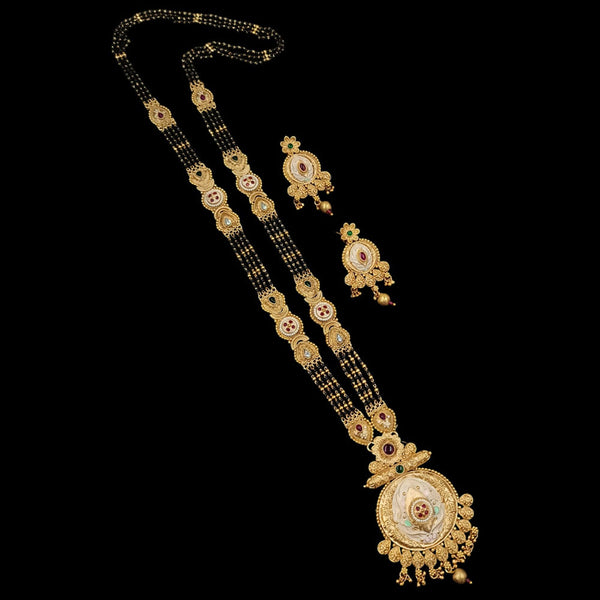 Padmawati Bangles Gold Plated Pota Stone And Black Beads Mangalsutra