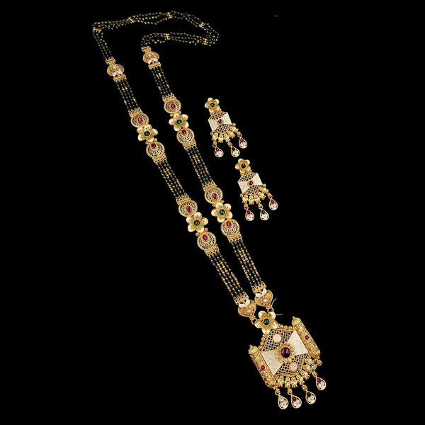 Padmawati Bangles Gold Plated Pota Stone And Black Beads Mangalsutra