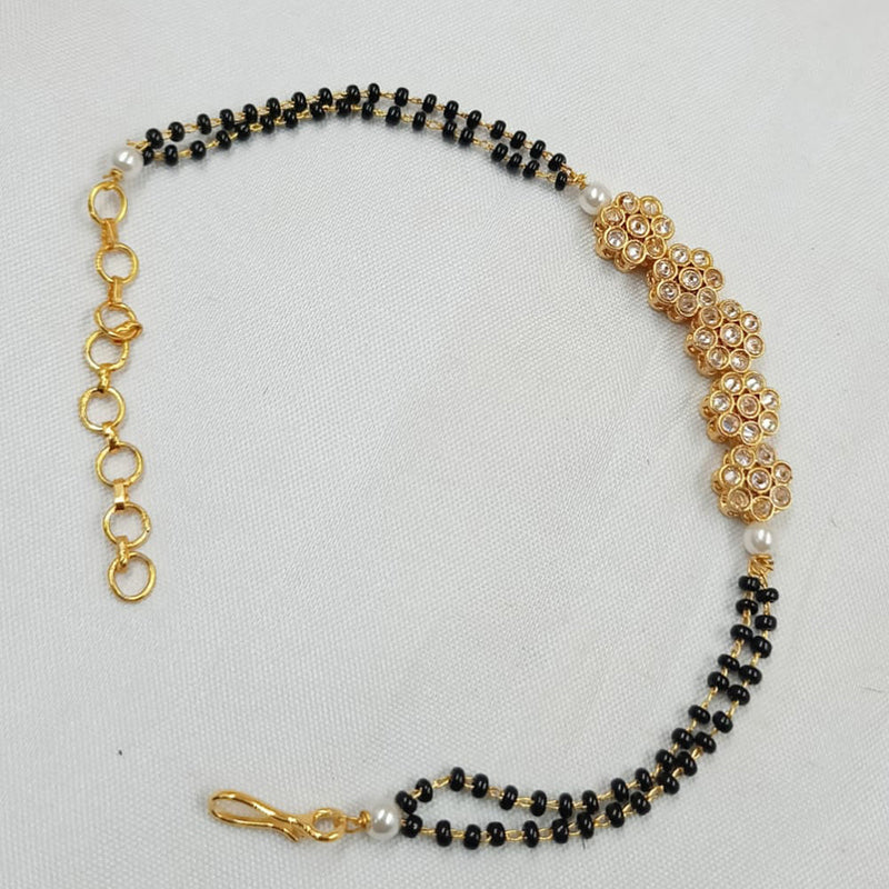 Padmawati Bangles Gold Plated Crystal Stone And Black Beads Mangalsutra Bracelet