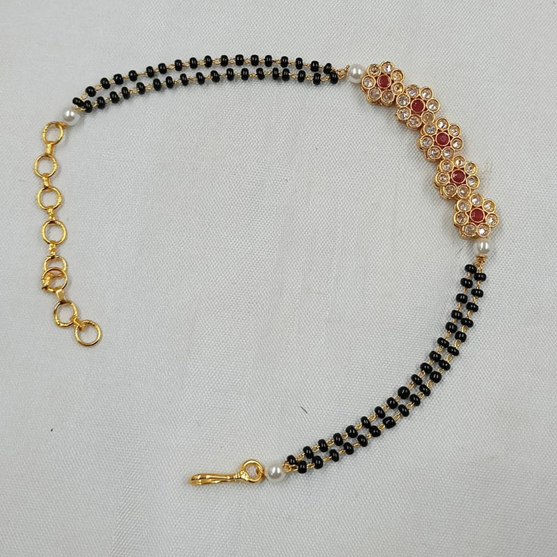 Padmawati Bangles Gold Plated Crystal Stone And Black Beads Mangalsutra Bracelet