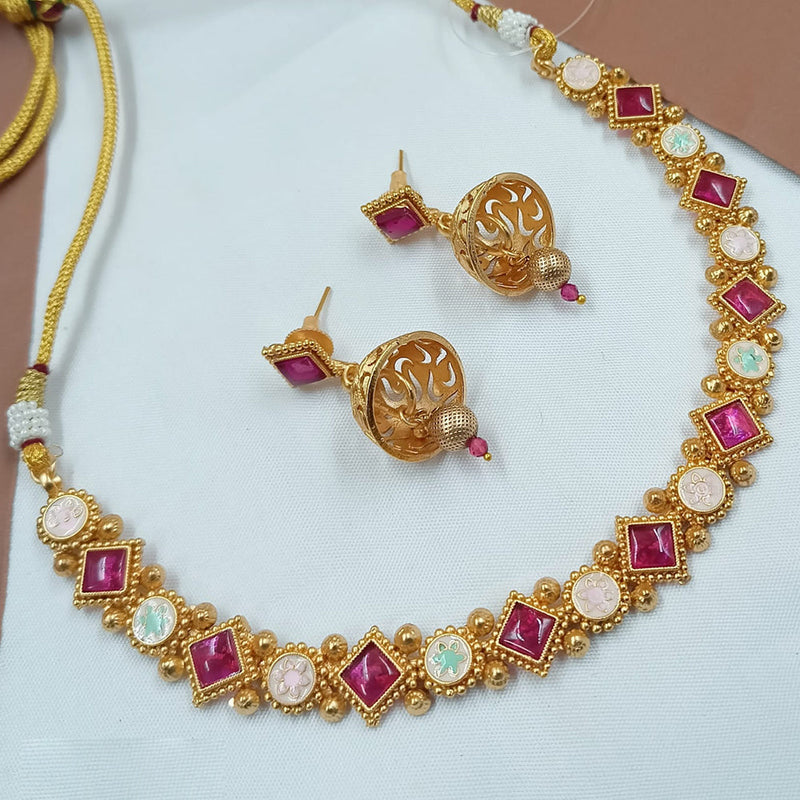 Padmawati Bangles Gold Plated Pota Stone And Meenakari Necklace Set