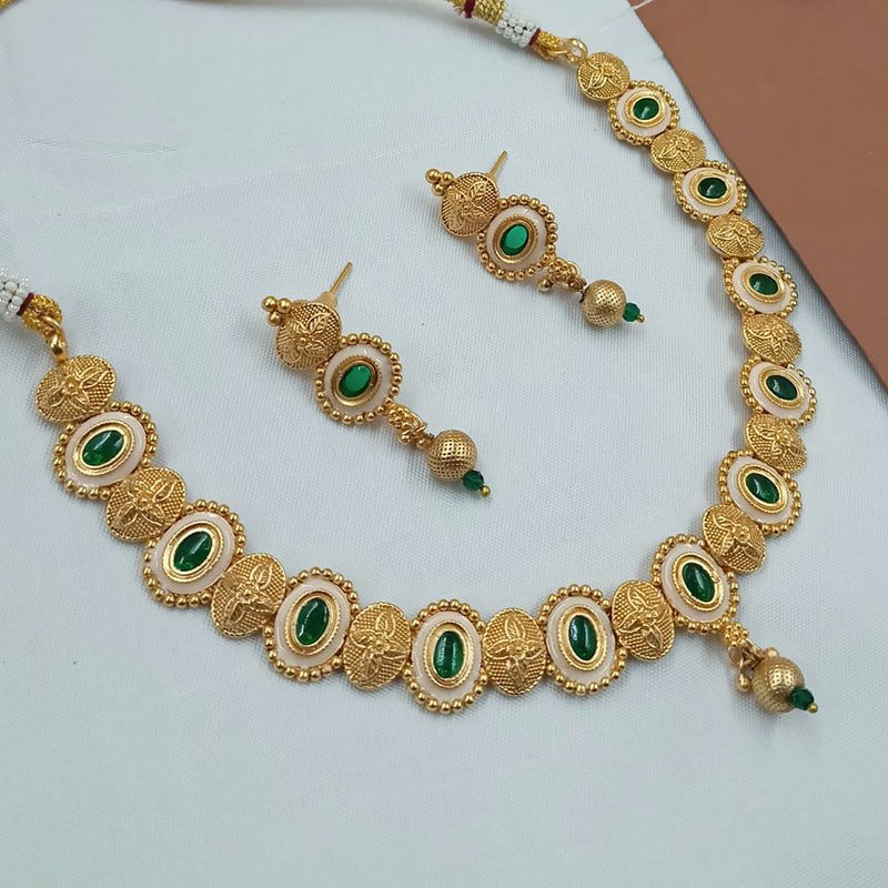 Padmawati Bangles Gold Plated Pota Stone And Meenakari Necklace Set