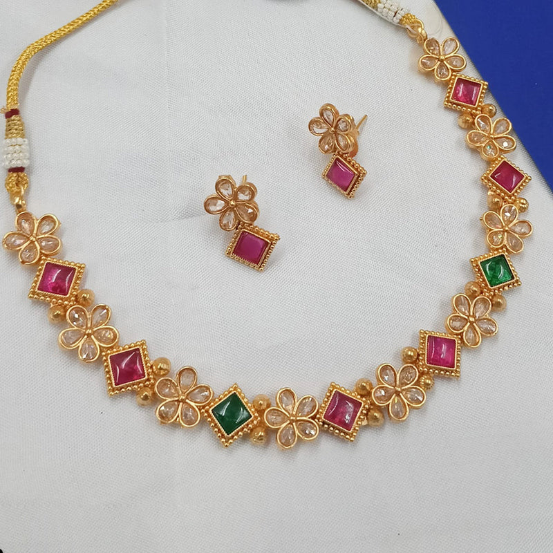 Padmawati Bangles Gold Plated Pota Stone Necklace Set