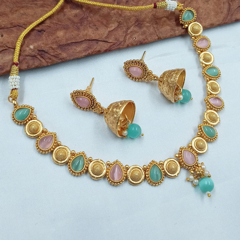 Padmawati Bangles Gold Plated Pota Stone Necklace Set