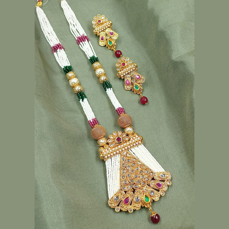 Padmawati Bangles Gold Plated Crystal Stone And Pearls Long Necklace Set