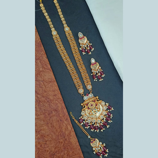 Padmawati Bangles Gold Plated Pota Stone And Meenakari Long Necklace Set