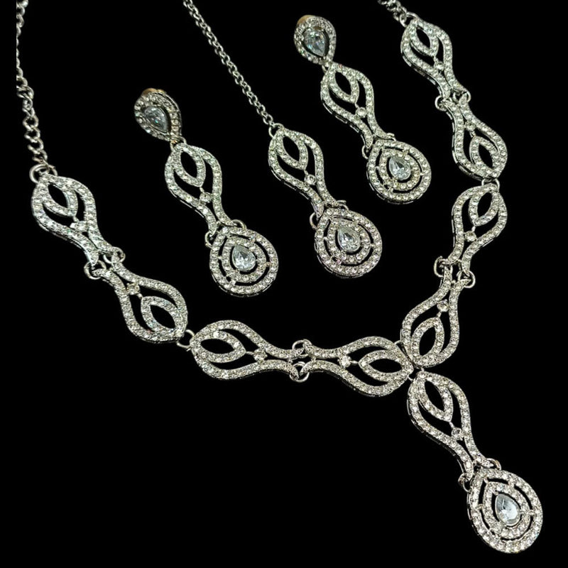 Padmawati Bangles Silver Plated Austrian Stone Necklace Set