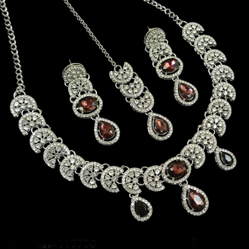 Padmawati Bangles Silver Plated Austrian Stone Necklace Set