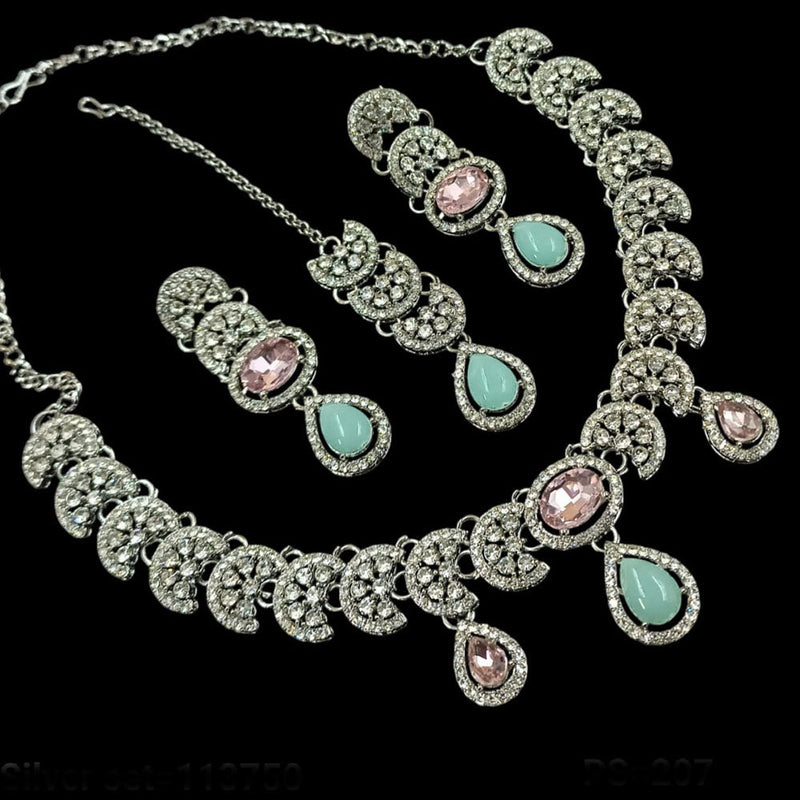 Padmawati Bangles Silver Plated Austrian Stone Necklace Set