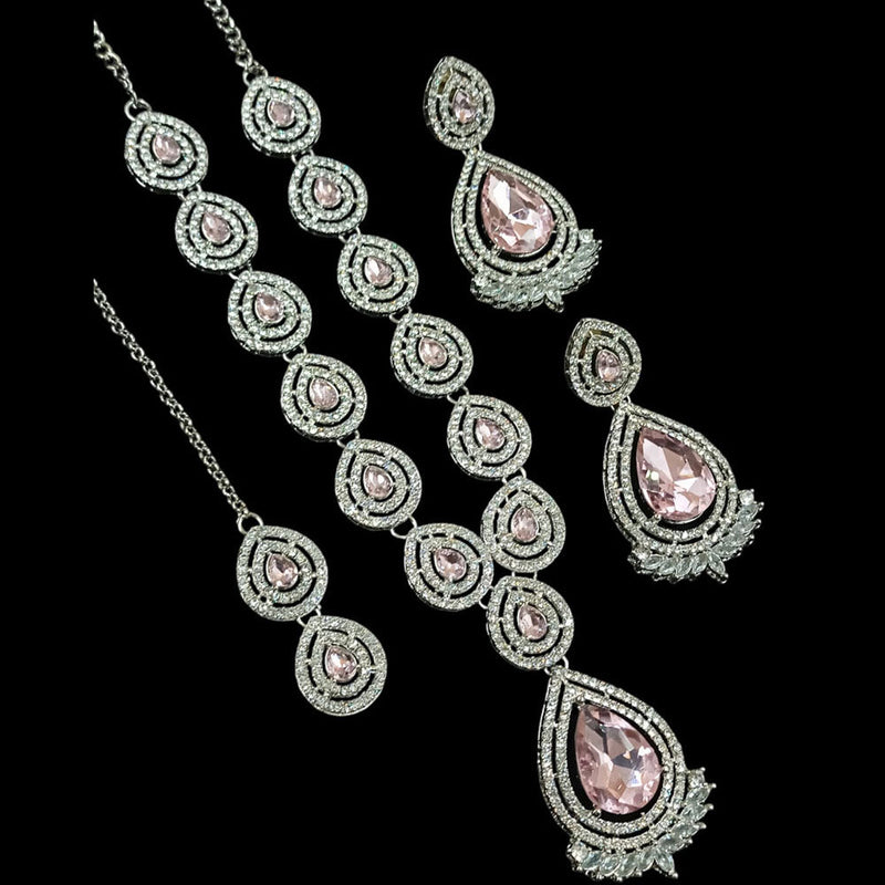 Padmawati Bangles Silver Plated Austrian Stone Necklace Set