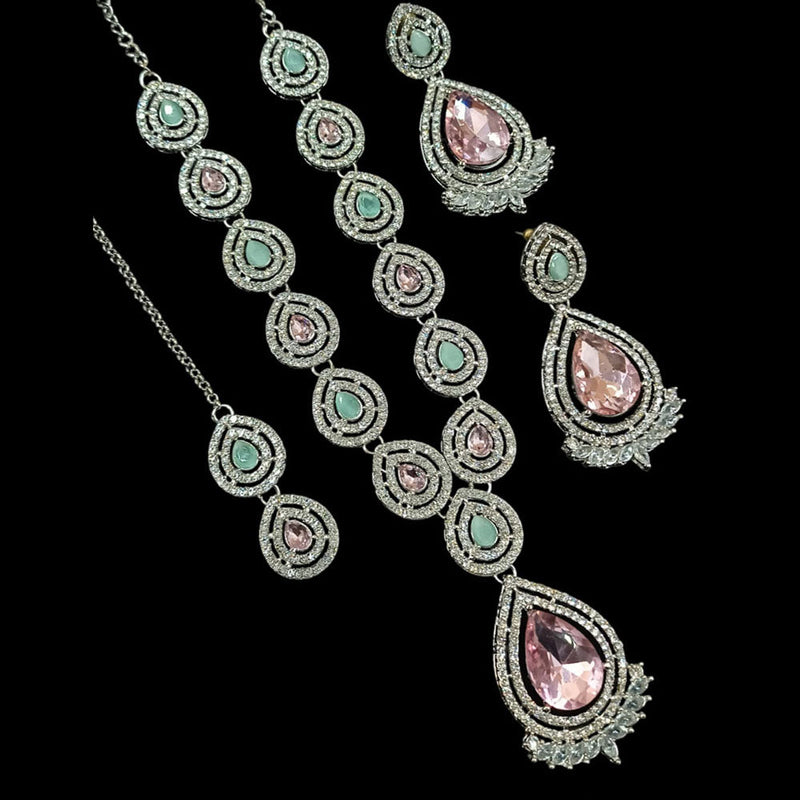 Padmawati Bangles Silver Plated Austrian Stone Necklace Set