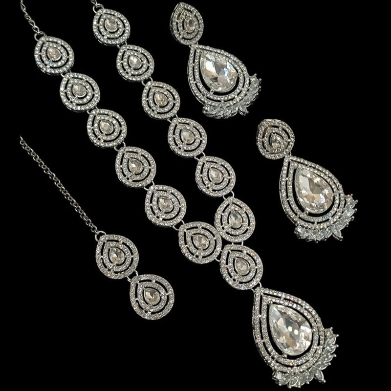 Padmawati Bangles Silver Plated Austrian Stone Necklace Set