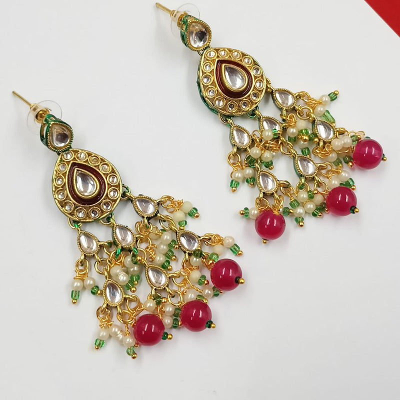 Padmawati Bangles Gold Plated Kundan Stone And Pearls Dangler Earrings