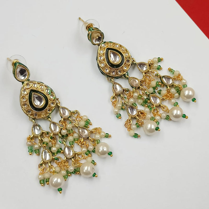 Padmawati Bangles Gold Plated Kundan Stone And Pearls Dangler Earrings