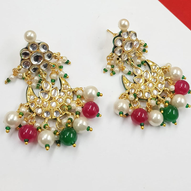 Padmawati Bangles Gold Plated Kundan Stone And Pearls Dangler Earrings