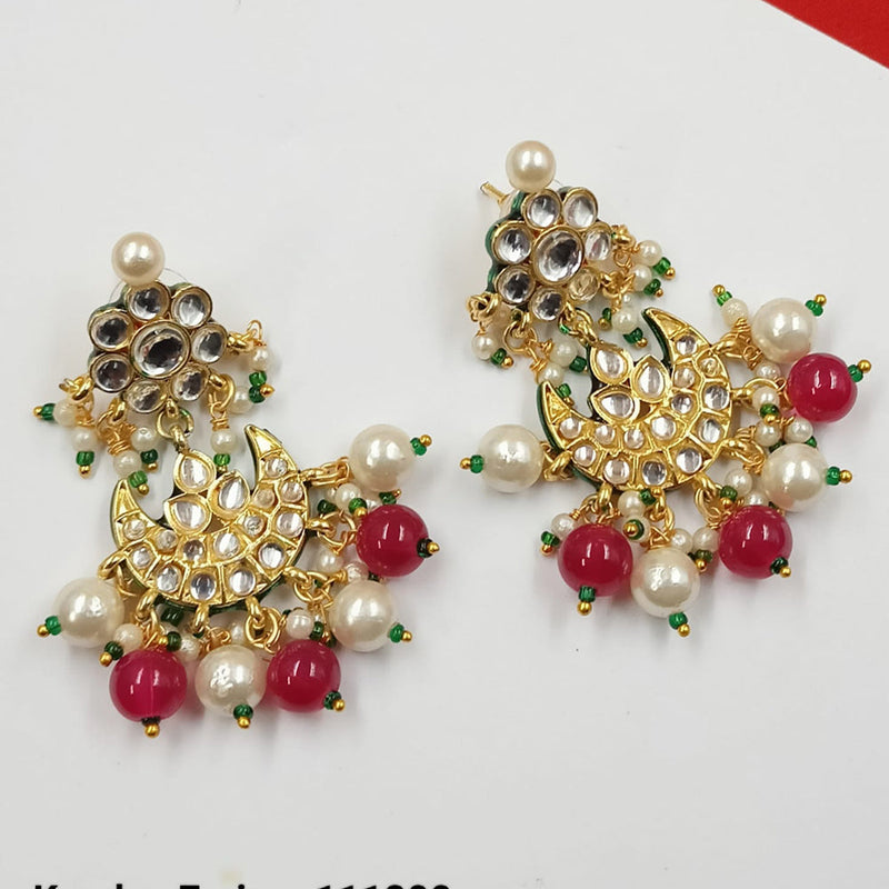 Padmawati Bangles Gold Plated Kundan Stone And Pearls Dangler Earrings