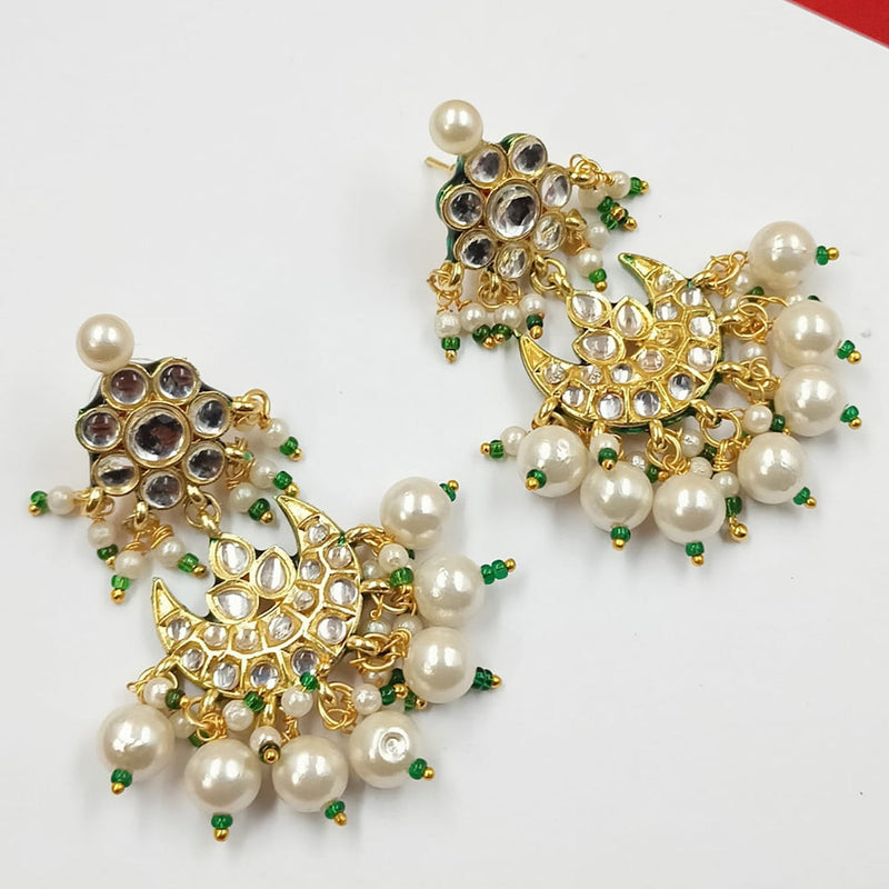 Padmawati Bangles Gold Plated Kundan Stone And Pearls Dangler Earrings