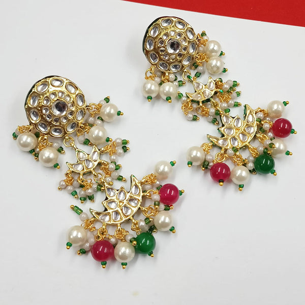 Padmawati Bangles Gold Plated Kundan Stone And Pearls Dangler Earrings