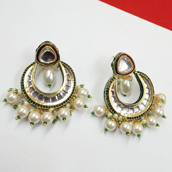 Padmawati Bangles Gold Plated Kundan Stone And Pearls Dangler Earrings