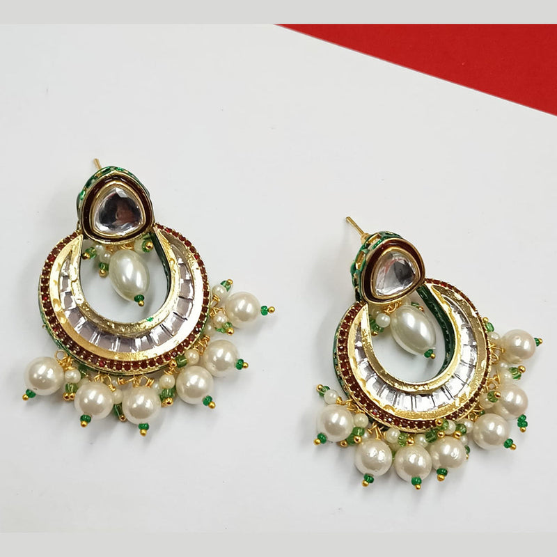 Padmawati Bangles Gold Plated Kundan Stone And Pearls Dangler Earrings