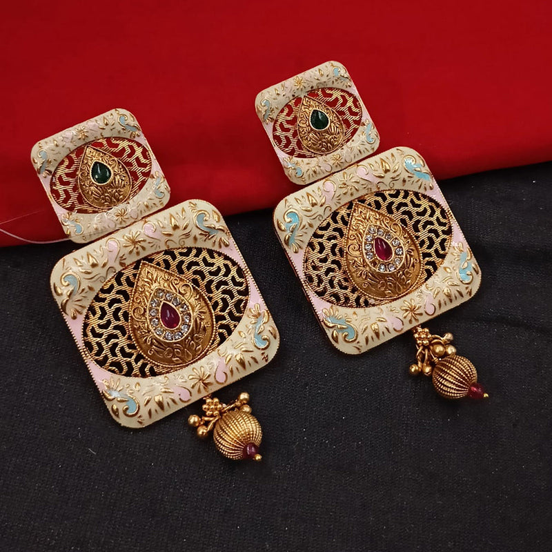 Padmawati Bangles Gold Plated Kundan Stone And Meenakari Dangler Earrings