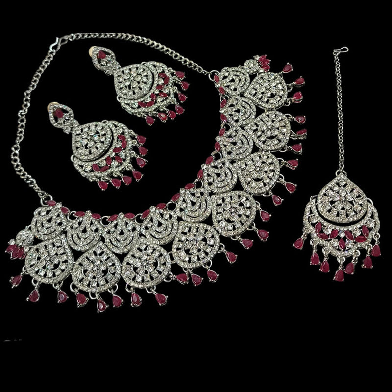 Padmawati Bangles Silver Plated AD Necklace Set