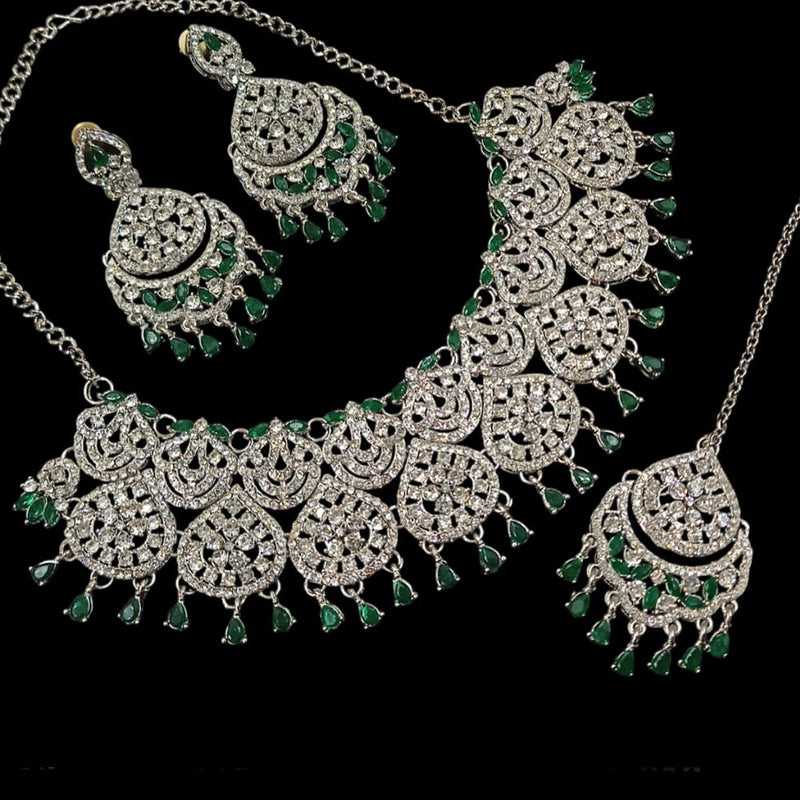 Padmawati Bangles Silver Plated AD Necklace Set