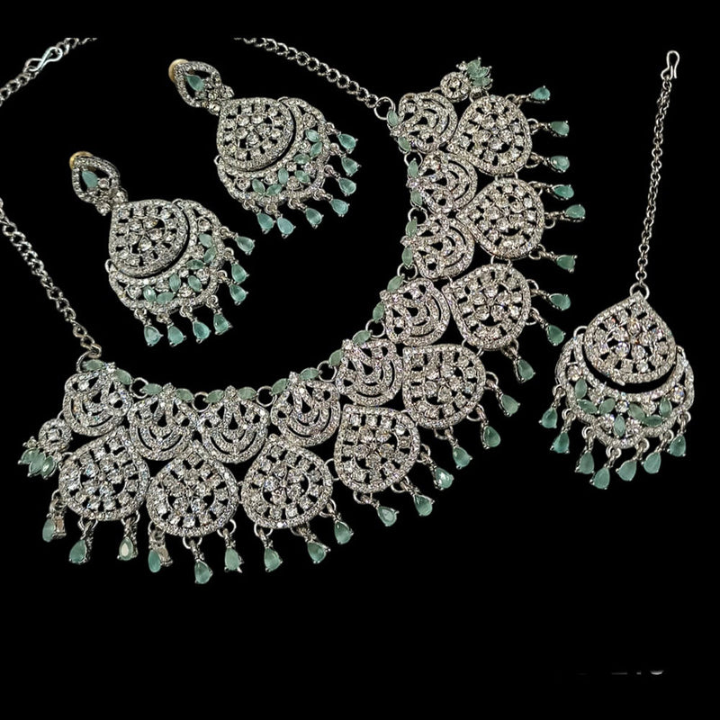 Padmawati Bangles Silver Plated AD Necklace Set