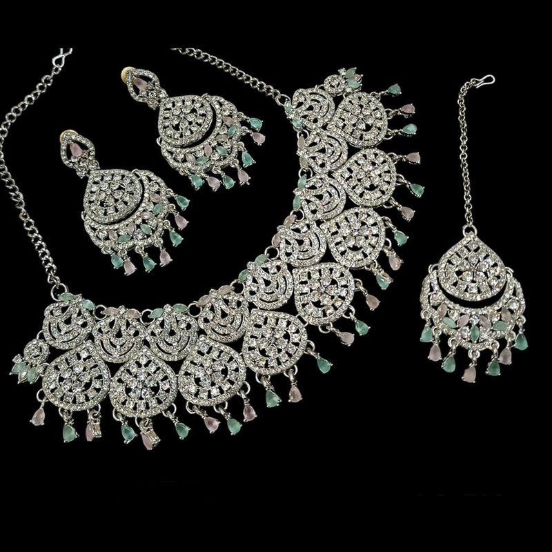 Padmawati Bangles Silver Plated AD Necklace Set