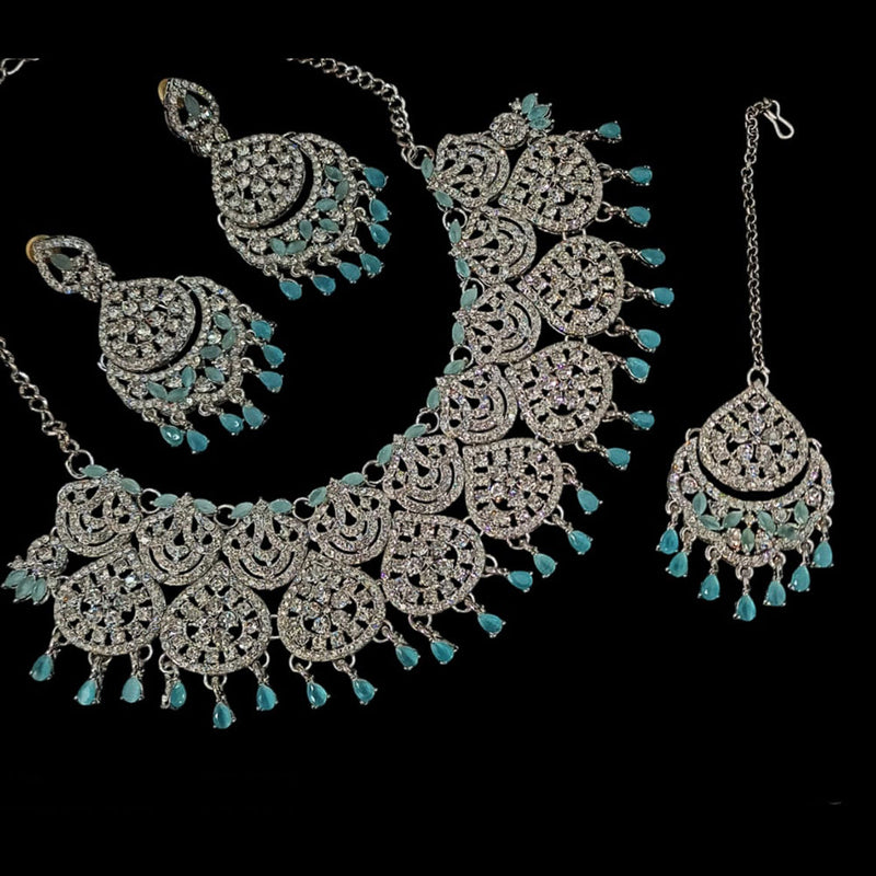 Padmawati Bangles Silver Plated AD Necklace Set