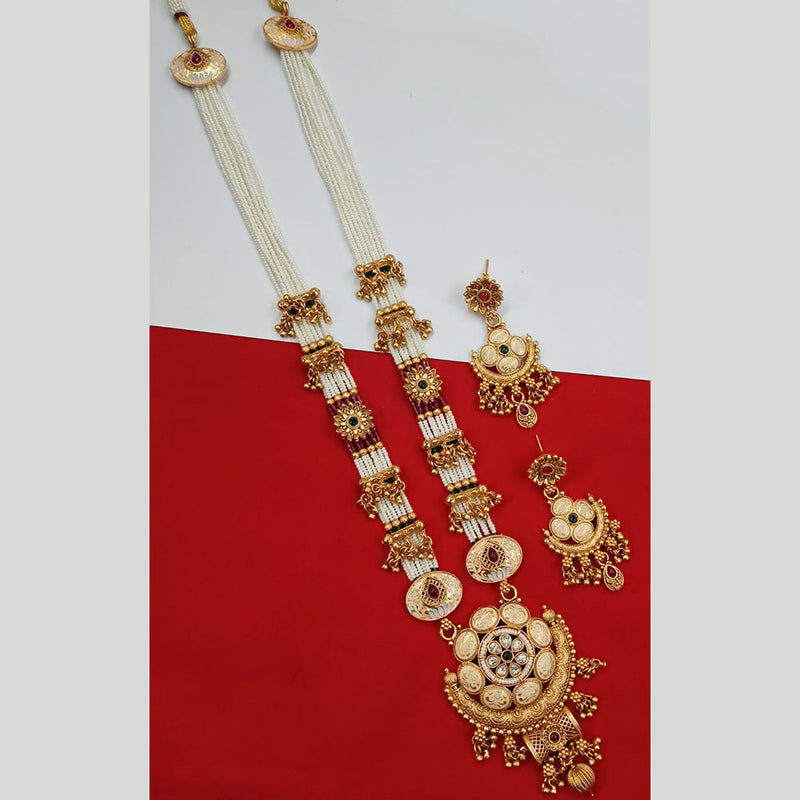 Padmawati Bangles Gold Plated Pota Stone And Meenakari Long Necklace Set