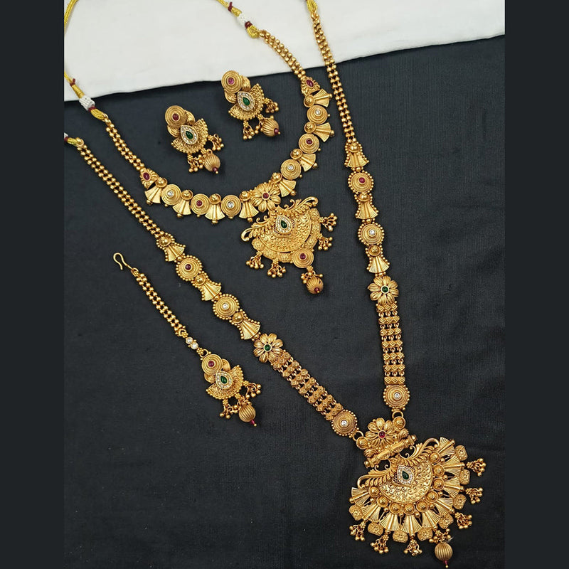 Padmawati Bangles Gold Plated Pota Stone Long Necklace Set