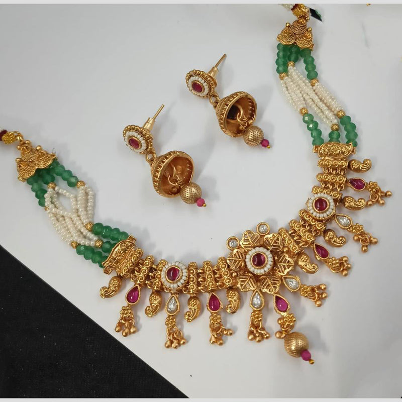 Padmawati Bangles Gold Plated Pota Stone And Pearls Choker Necklace Set