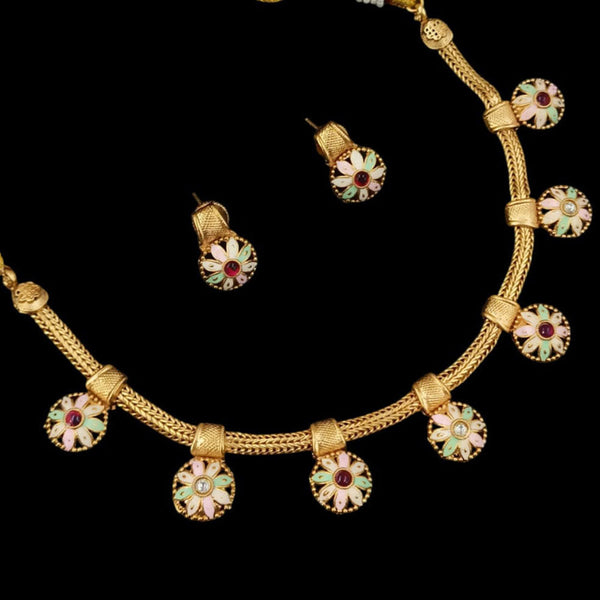 Padmawati Bangles Gold Plated Pota Stone And Meenakari Necklace Set