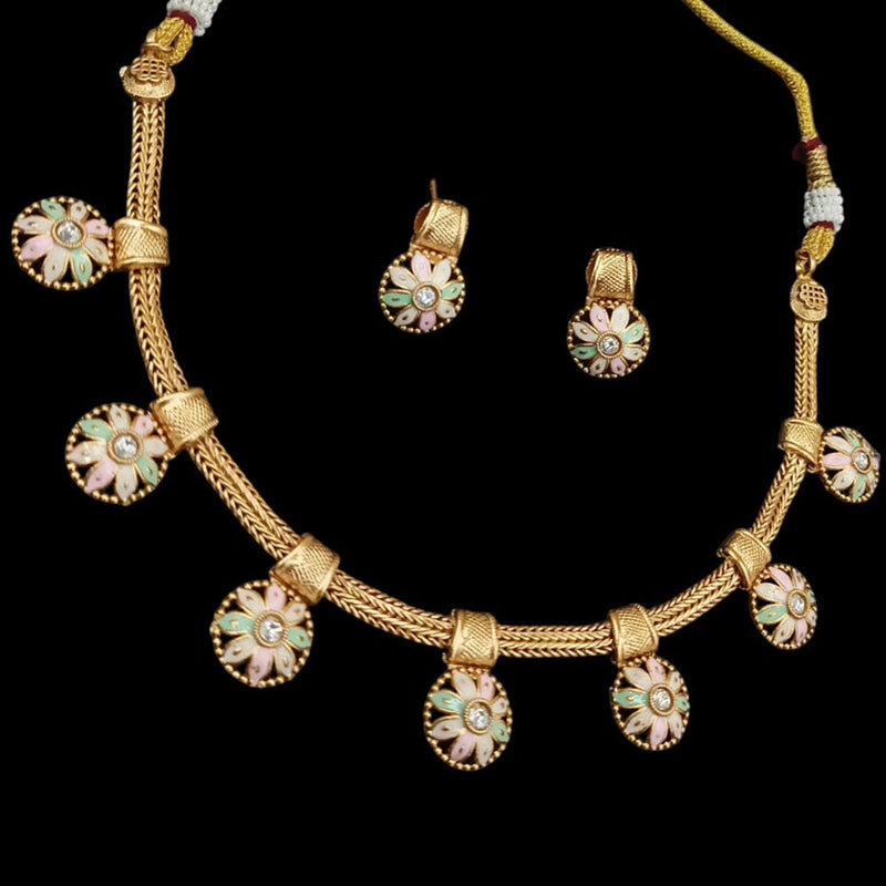 Padmawati Bangles Gold Plated Pota Stone And Meenakari Necklace Set