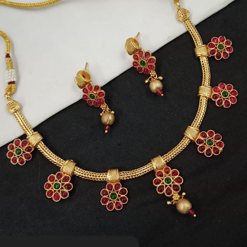 Padmawati Bangles Gold Plated Pota Stone Necklace Set