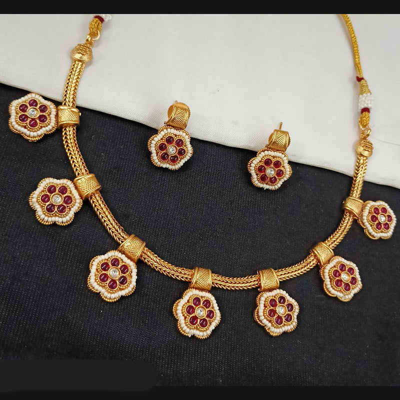 Padmawati Bangles Gold Plated Pota Stone And Pearls Necklace Set