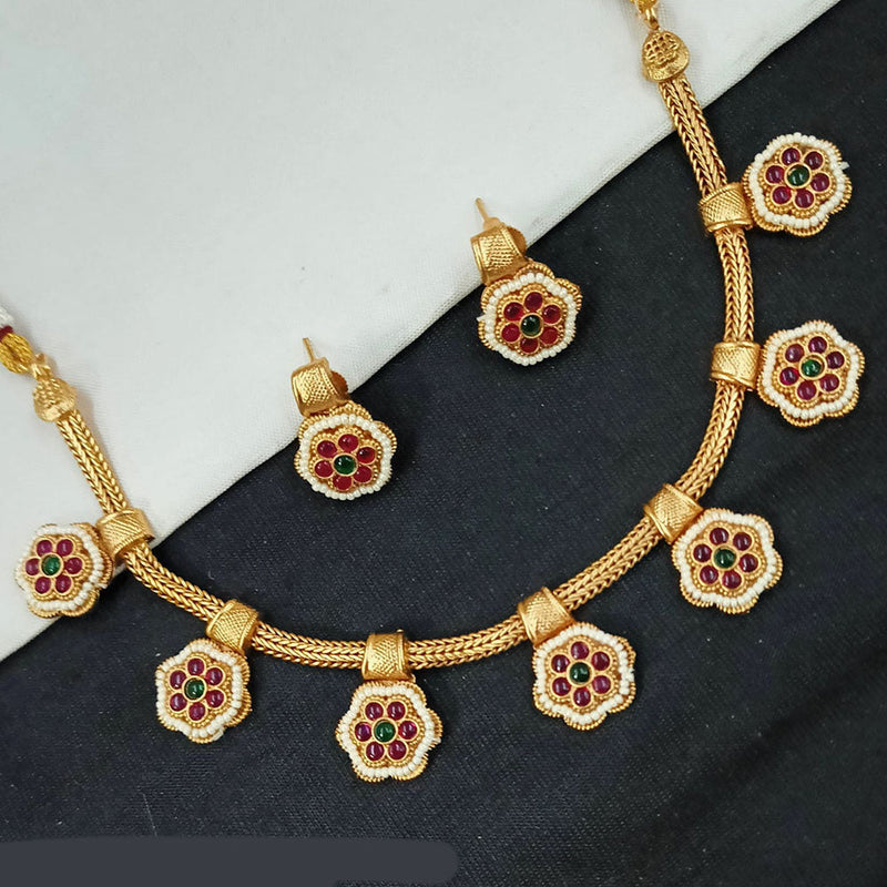 Padmawati Bangles Gold Plated Pota Stone And Pearls Necklace Set