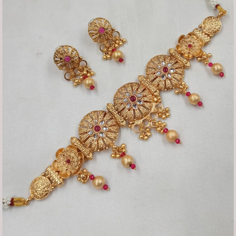 Padmawati Bangles Gold Plated Kundan Stone And Pearls Choker Necklace Set