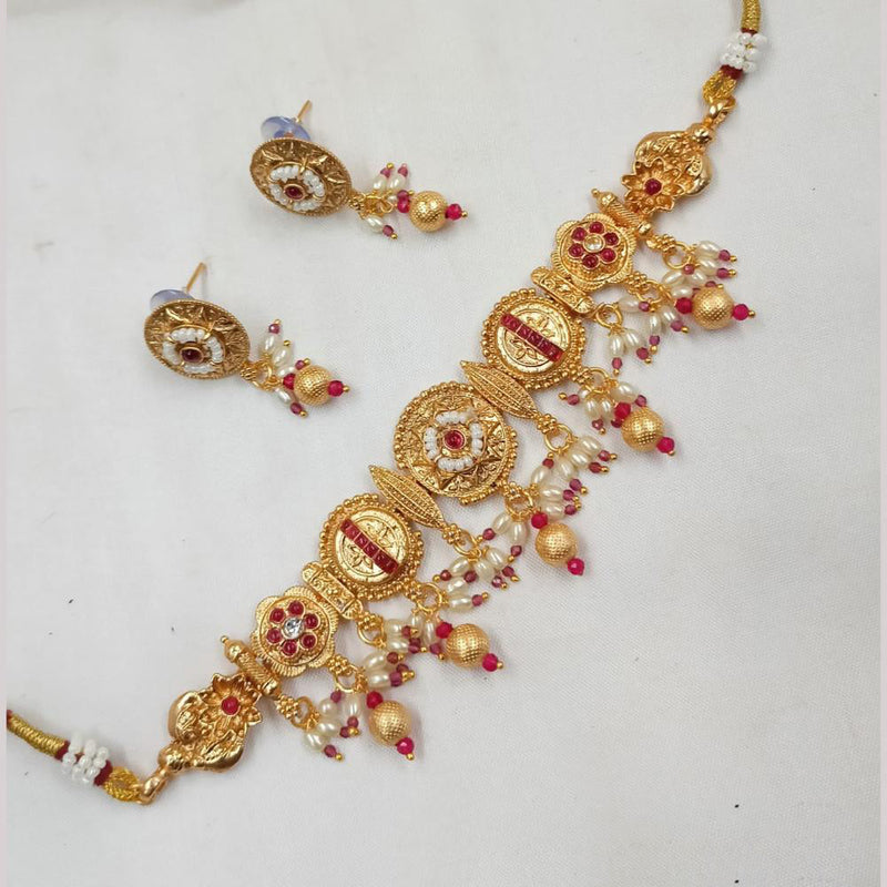 Padmawati Bangles Gold Plated Kundan Stone And Pearls Choker Necklace Set