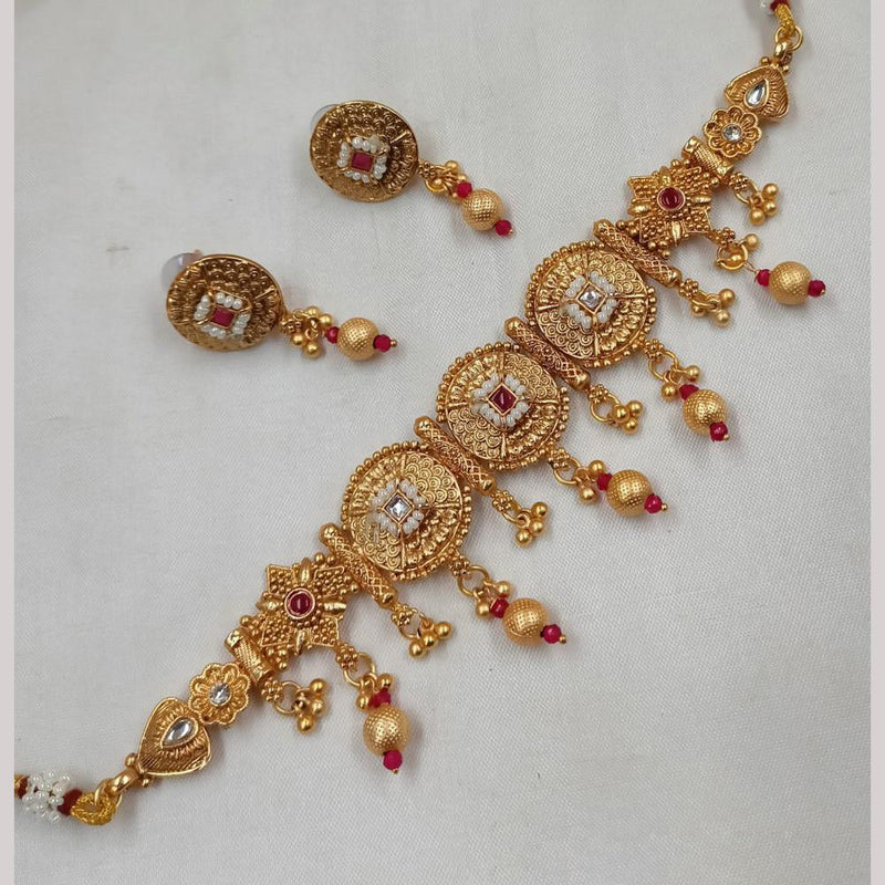 Padmawati Bangles Gold Plated Kundan Stone And Pearls Choker Necklace Set