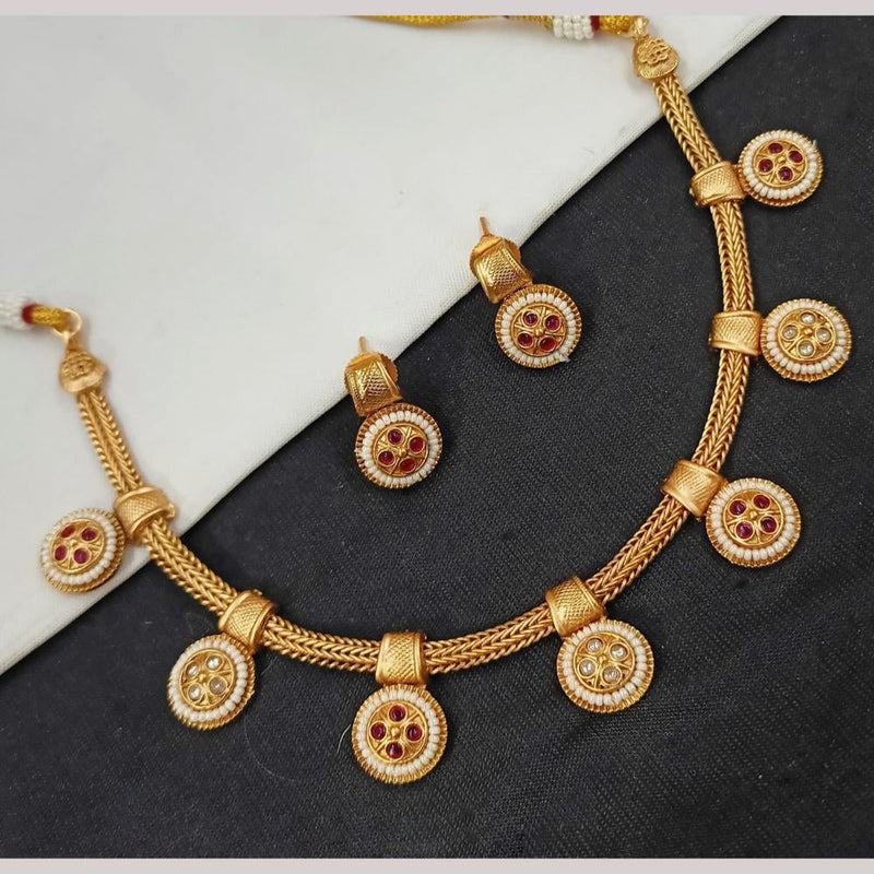 Padmawati Bangles Gold Plated Pota Stone And Pearls Choker Necklace Set