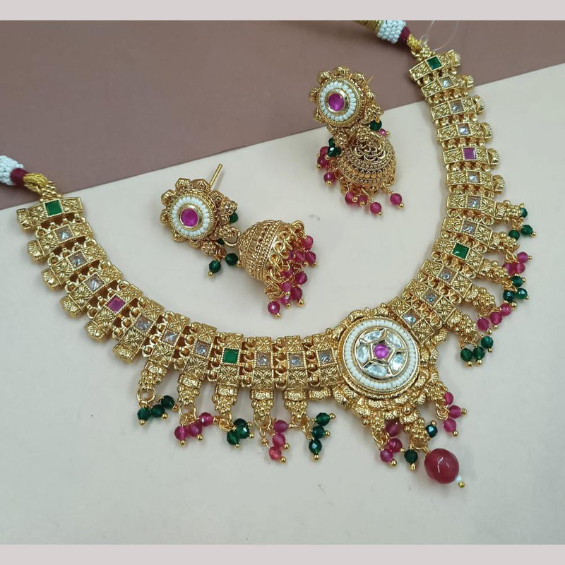 Padmawati Bangles Gold Plated Crystal Stone And Pearls Necklace Set