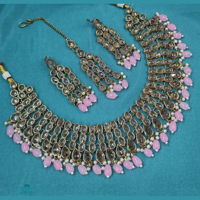 Padmawati Bangles Gold Plated Crystal Stone And Pearls Necklace Set