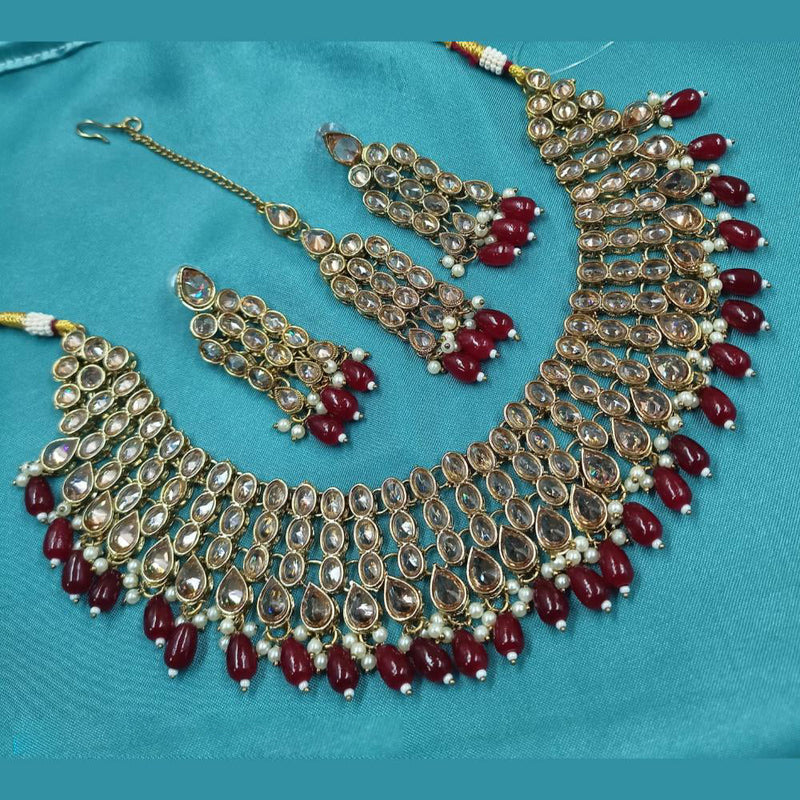 Padmawati Bangles Gold Plated Crystal Stone And Pearls Necklace Set