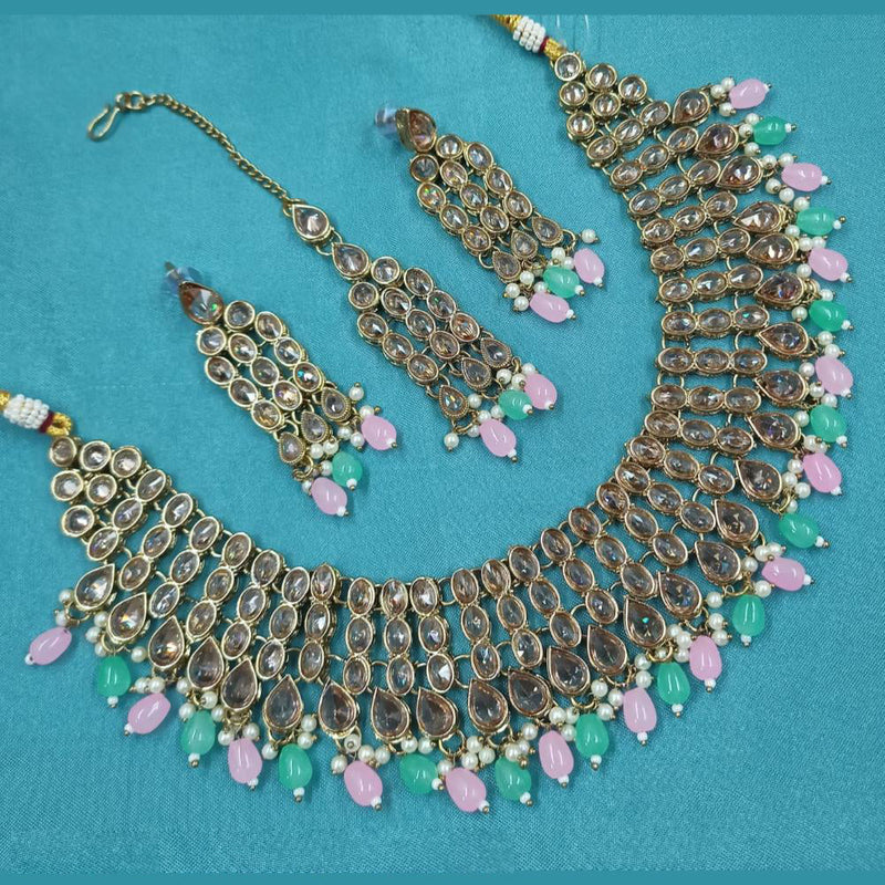 Padmawati Bangles Gold Plated Crystal Stone And Pearls Necklace Set